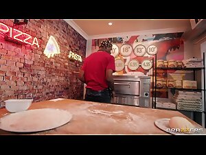 Brazzers Exxtra  Summer Col, Pizza Maker Guys Got Lucky, Fucking A Bad Bitch In Threesome, Shes Anal About Dipping Sauce